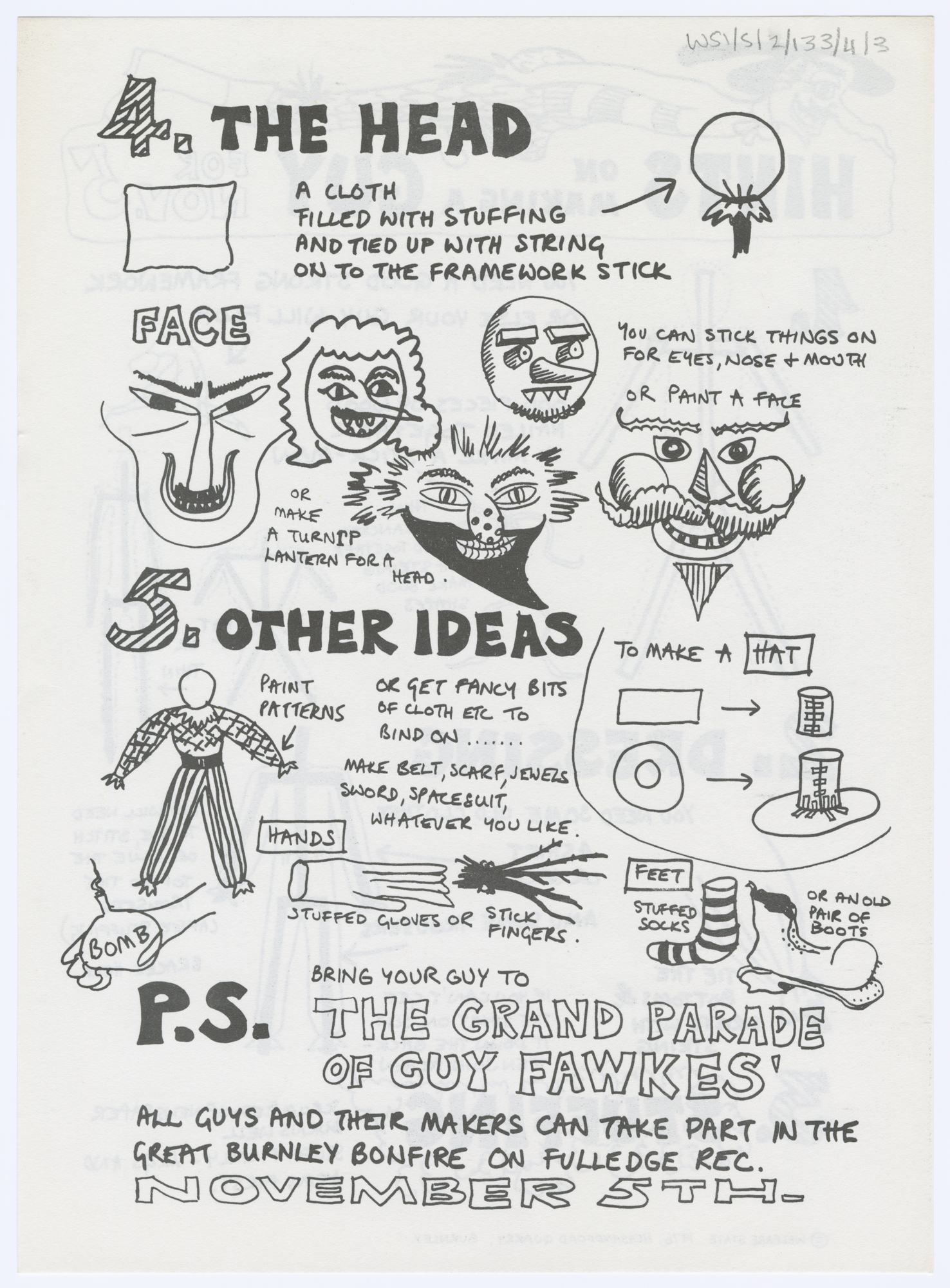 Instruction sheet on how to build guy